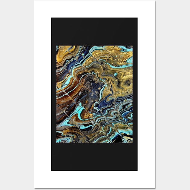 Gold Blues - Abstract Acrylic Pour Painting Wall Art by dnacademic